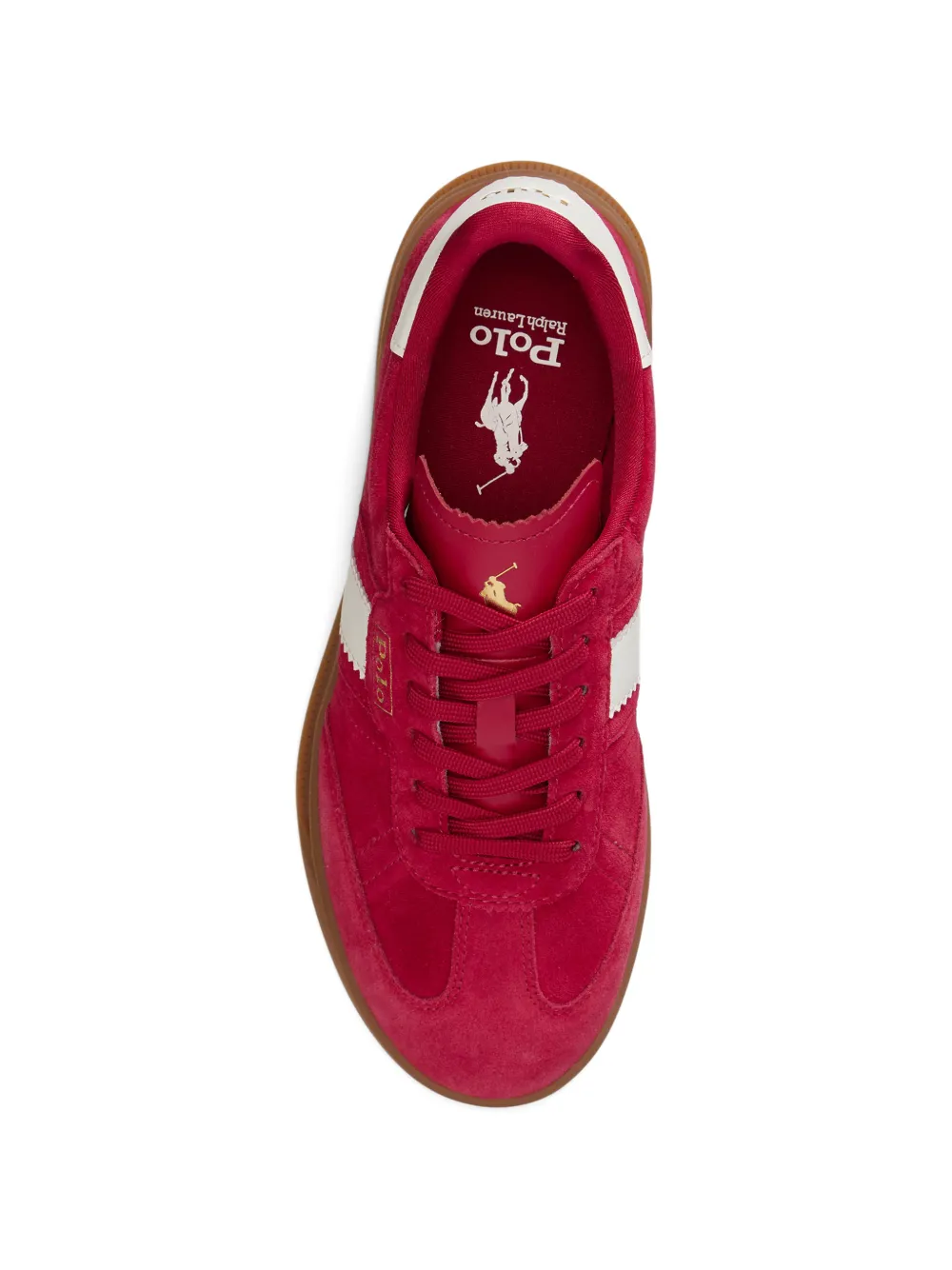 Polo Ralph Lauren Heritage Aera suède sneakers met strepen Rood