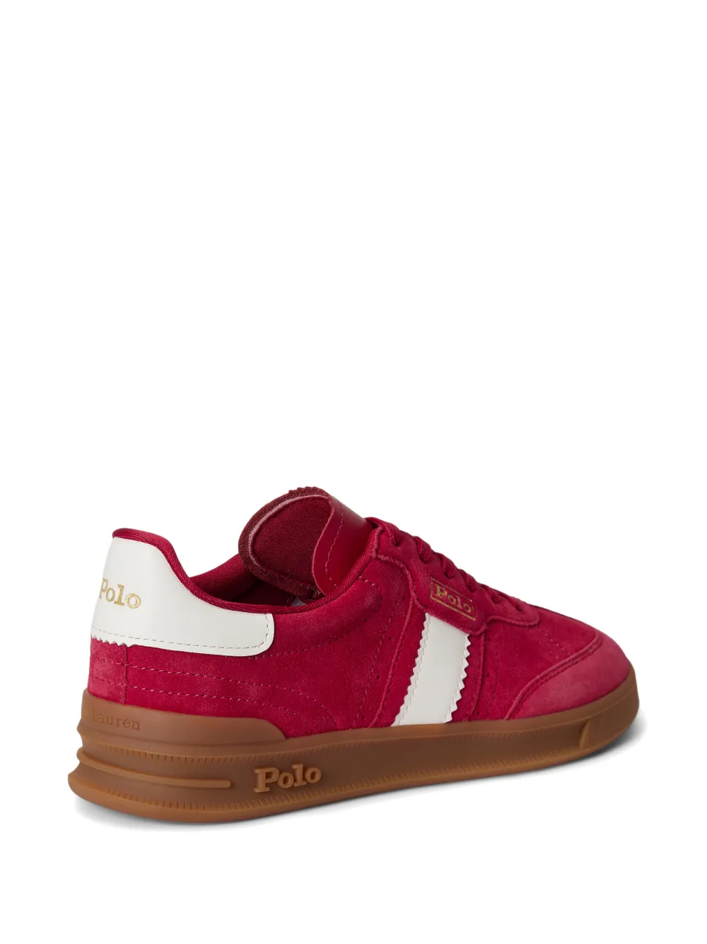 Polo Ralph Lauren Heritage Aera suède sneakers met strepen Rood