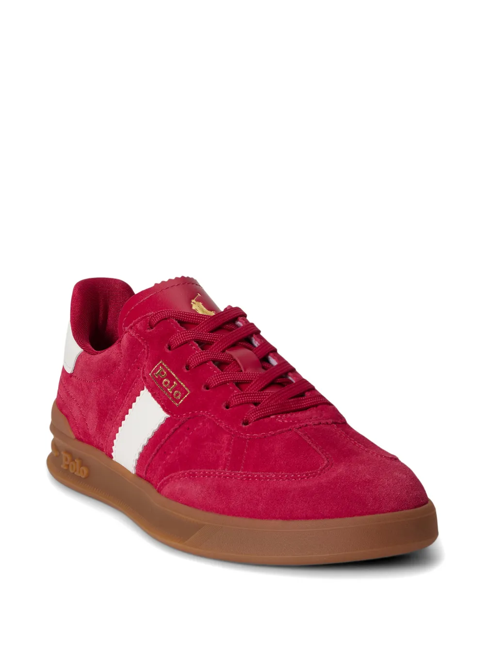 Polo Ralph Lauren Heritage Aera suède sneakers met strepen Rood