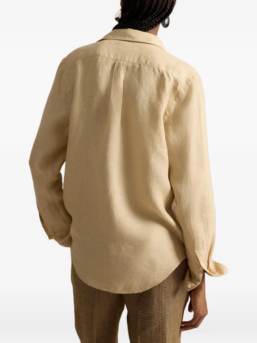 Polo Ralph Lauren Linnen blouse met borduurwerk Beige