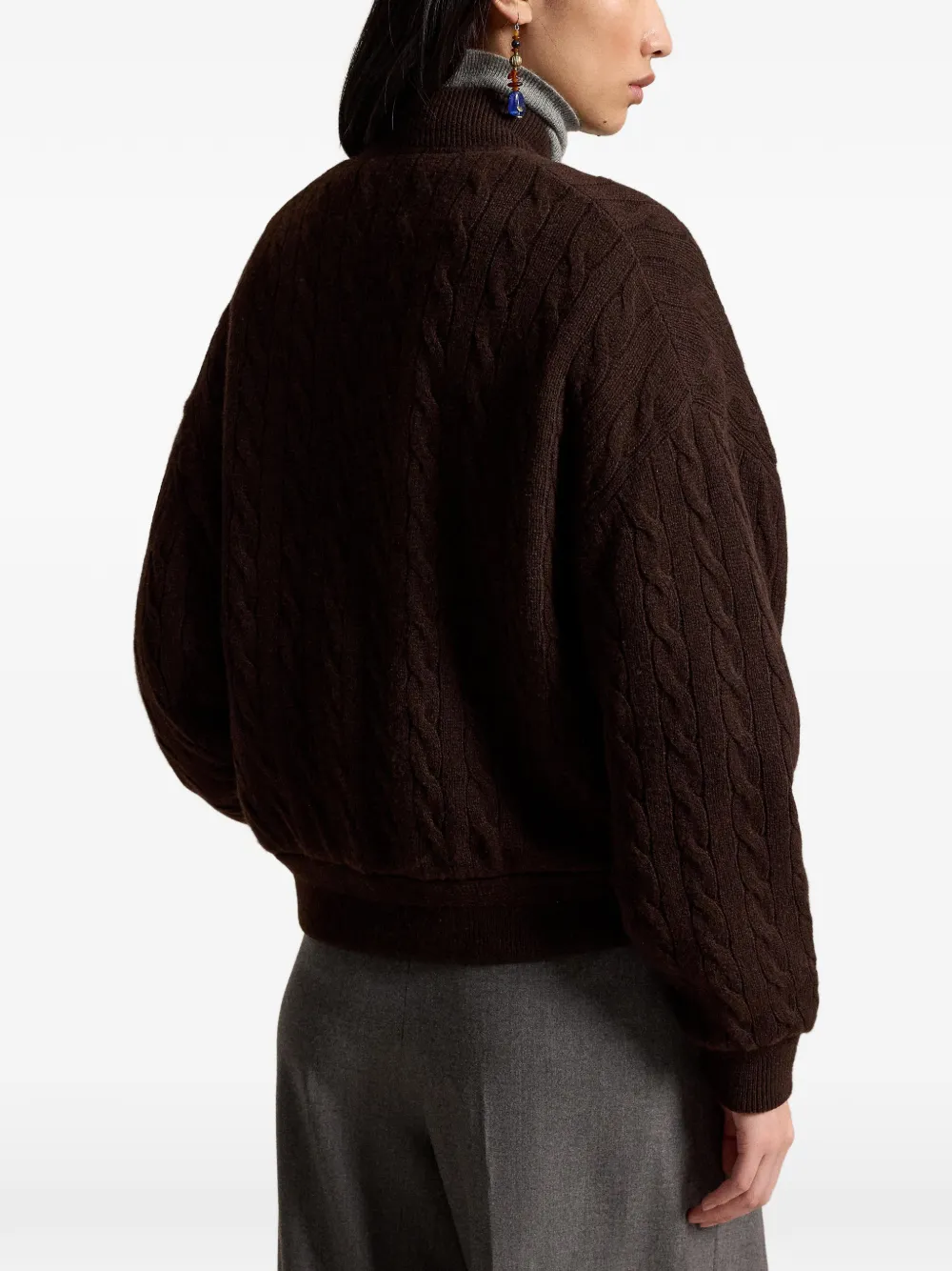 Polo Ralph Lauren Kabelgebreid jack van wol-kasjmier Bruin