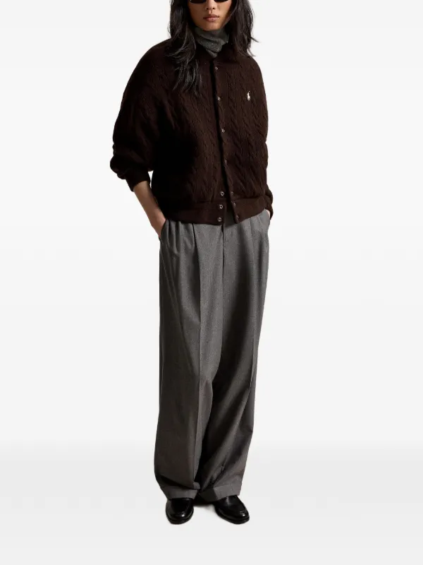 Polo Ralph Lauren cable-knit wool-cashmere Snapped Jacket | Brown