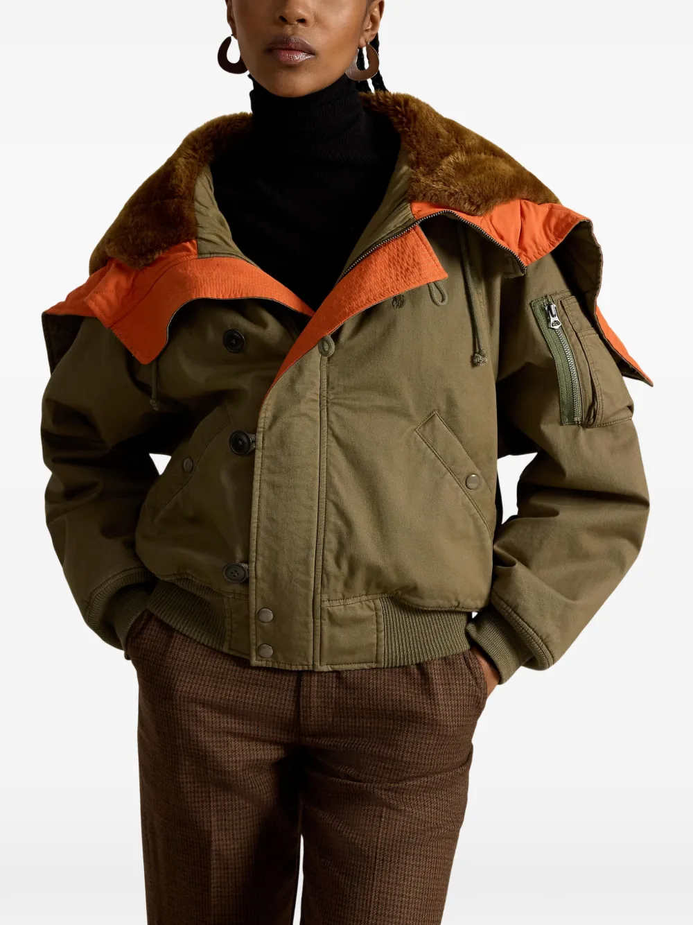 Polo Ralph Lauren N2a pilotenjack met kraag van imitatiebont Groen