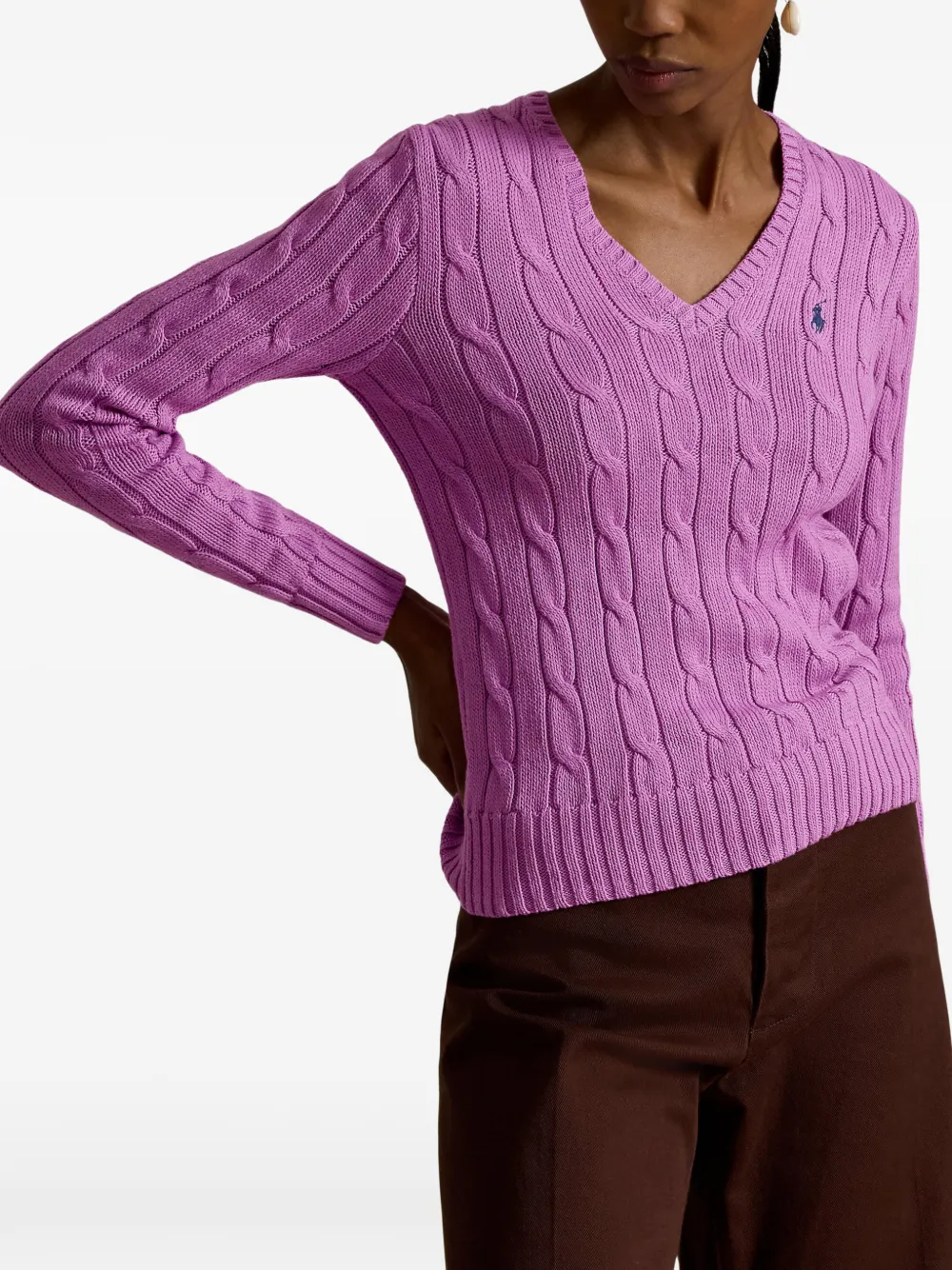 Polo Ralph Lauren Kabelgebreide trui met V-hals Roze