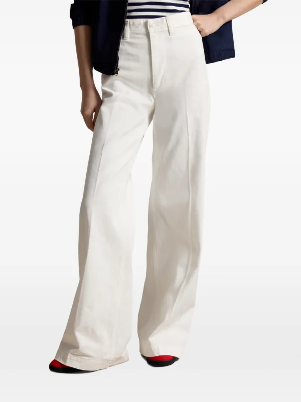 く*い様 POLO RALPH LAUREN white flare pants Polo Ralph Lauren high-rise Flared Trousers | White | FARFETCH