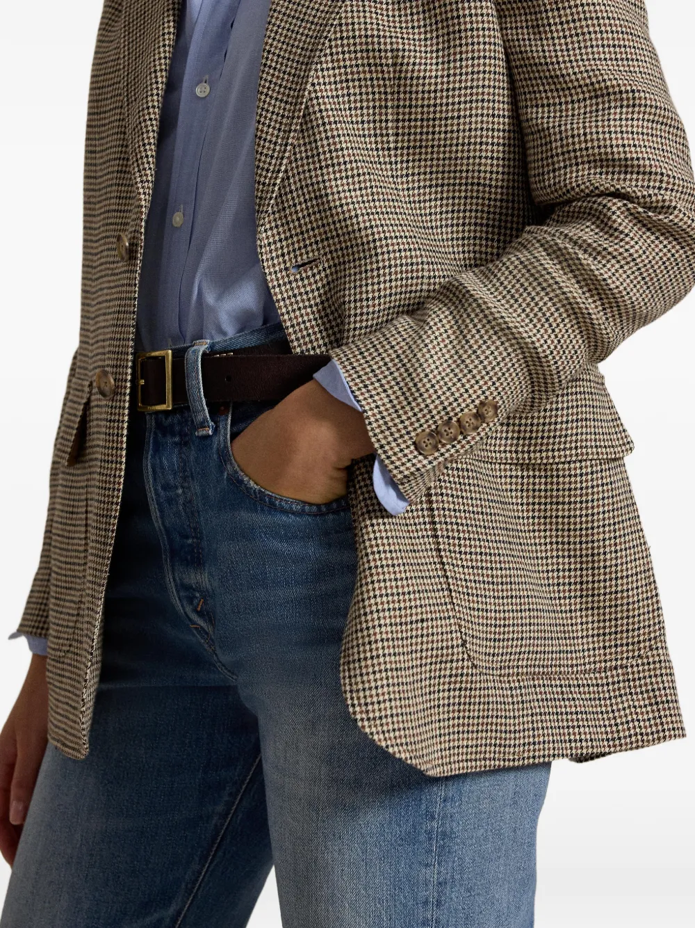 Polo Ralph Lauren Michele blazer met pied-de-poule print Beige