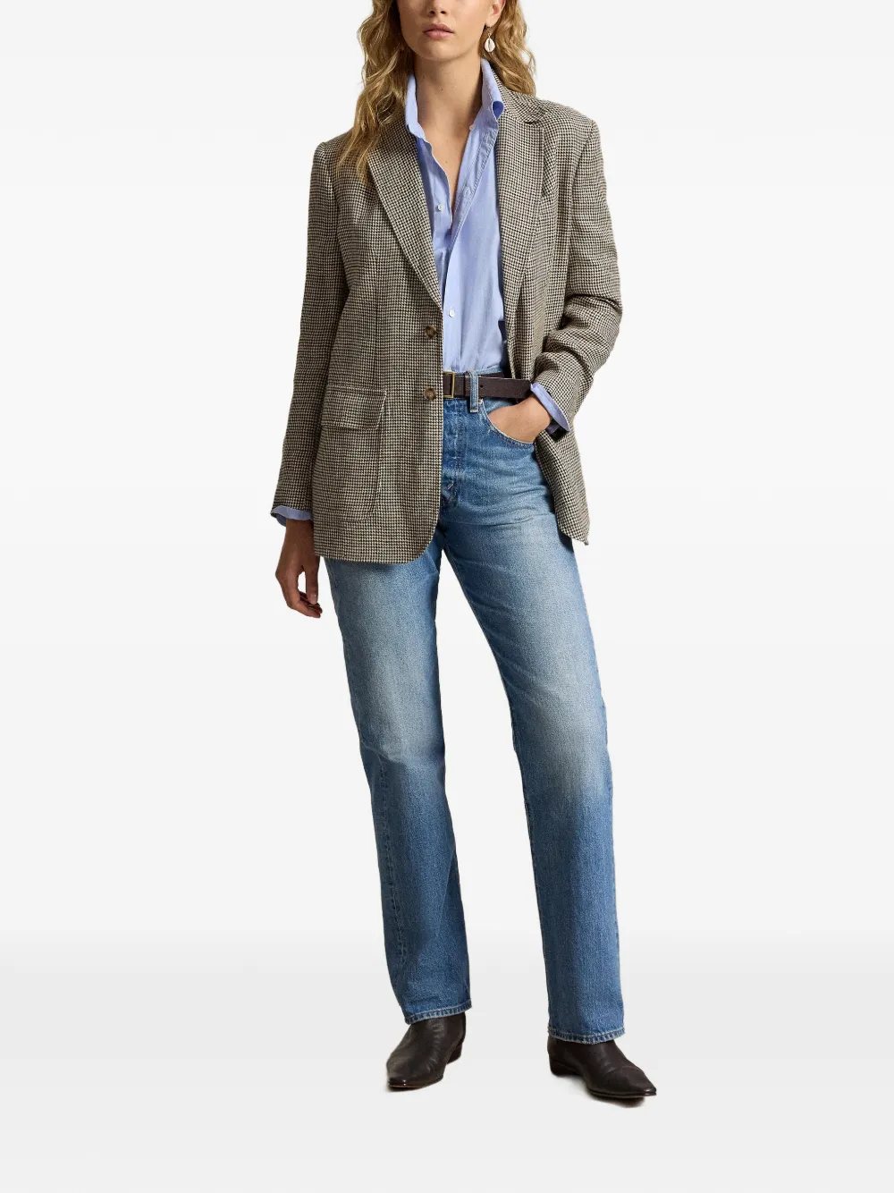 Polo Ralph Lauren Michele blazer met pied-de-poule print Beige