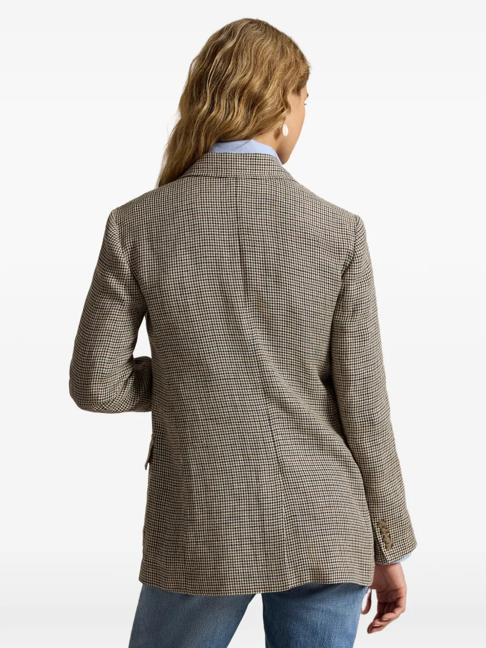 Polo Ralph Lauren Michele blazer met pied-de-poule print Beige