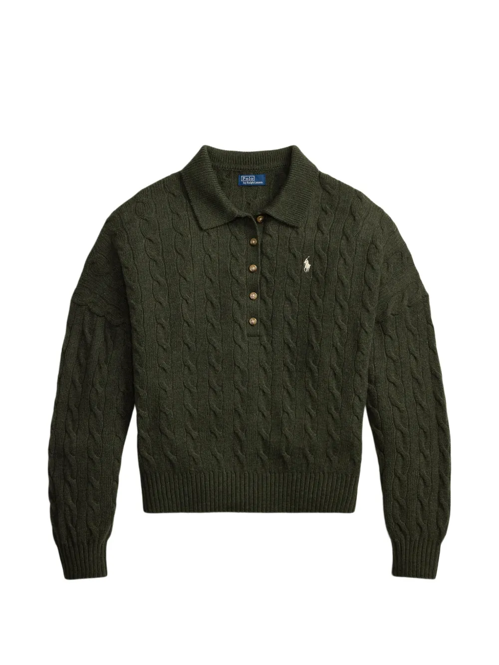 Polo Ralph Lauren Geknöpftes Oberteil mit Zopfmuster - Grün