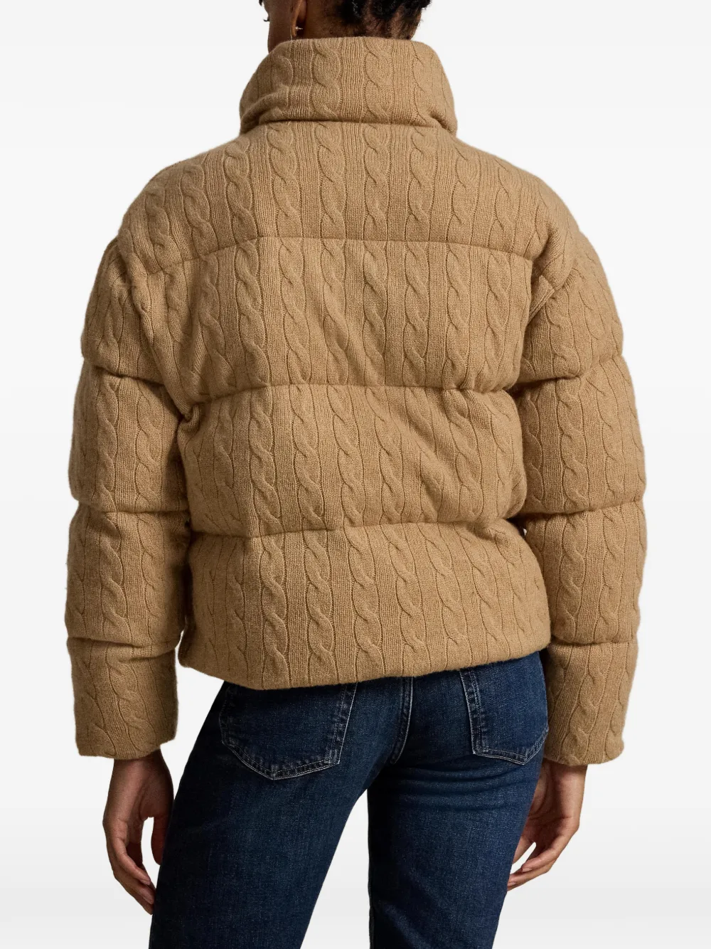 Polo Ralph Lauren Kabelgebreid donsjack van wol-kasjmier Bruin