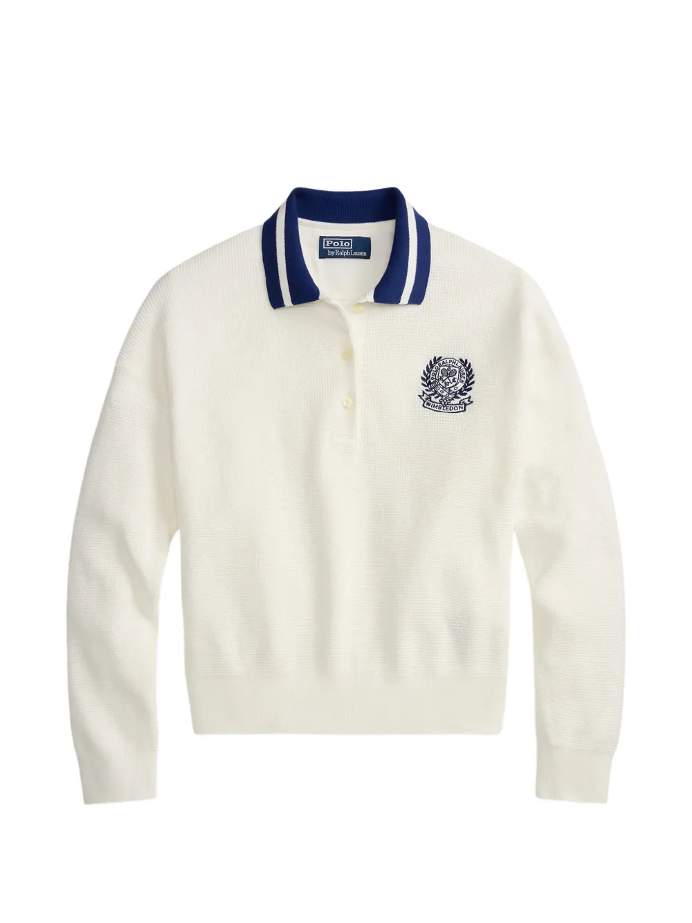 Polo Ralph Lauren Waffle-knit Embroidered Sweater In White