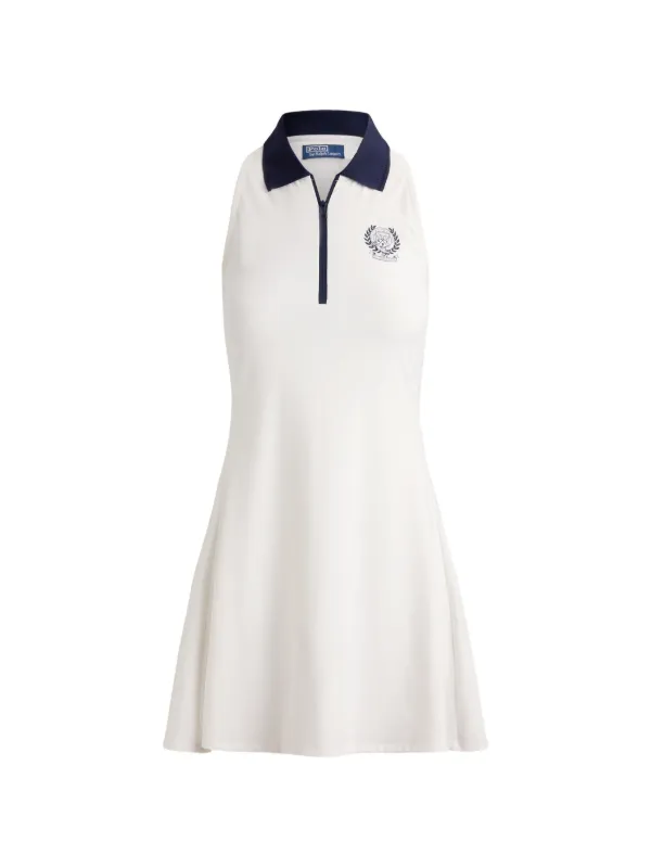 Polo Ralph Lauren Wimbledon Logo Crest Quarter-zip Dress in White