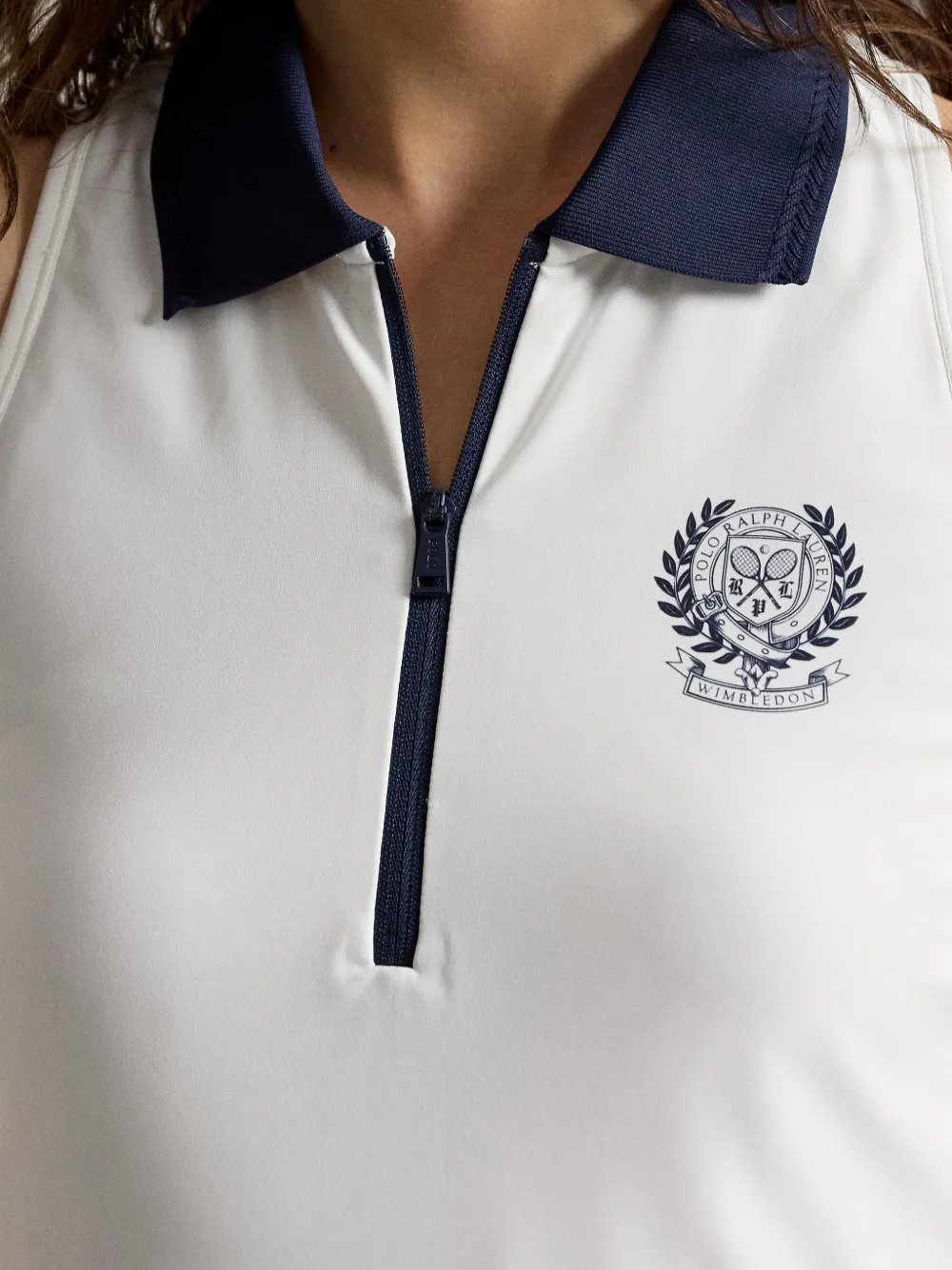 Polo Ralph Lauren Wimbledon jurk met logo en kwart rits Wit