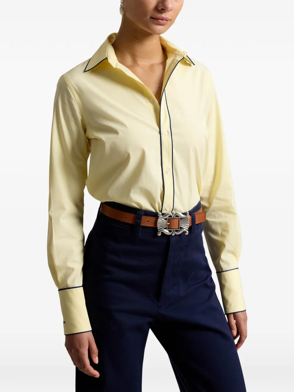 Polo Ralph Lauren Stretch slim-fit katoenen blouse Geel