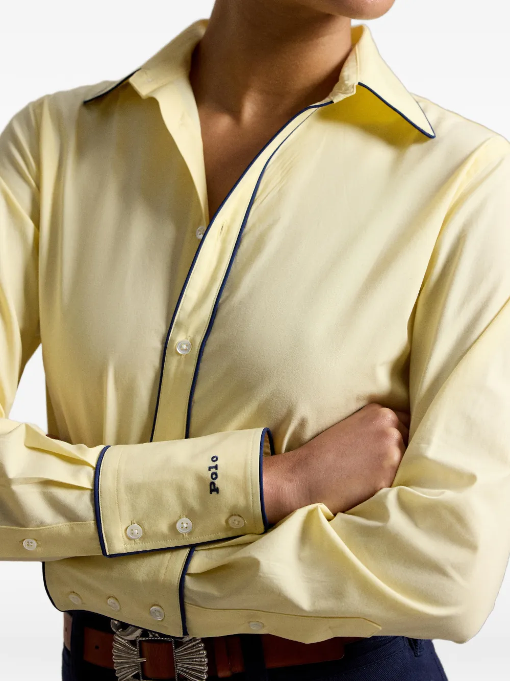 Polo Ralph Lauren Stretch slim-fit katoenen blouse Geel