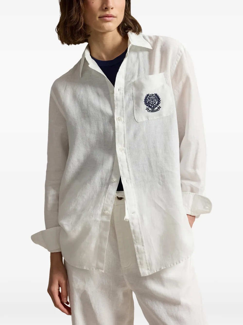 Polo Ralph Lauren Wimbledon blouse met geborduurd logo Wit