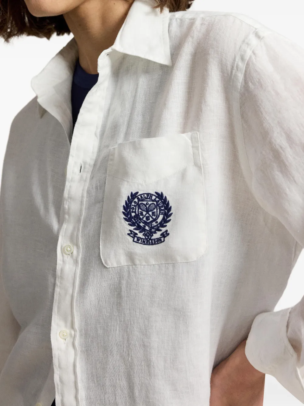 Polo Ralph Lauren Wimbledon blouse met geborduurd logo Wit