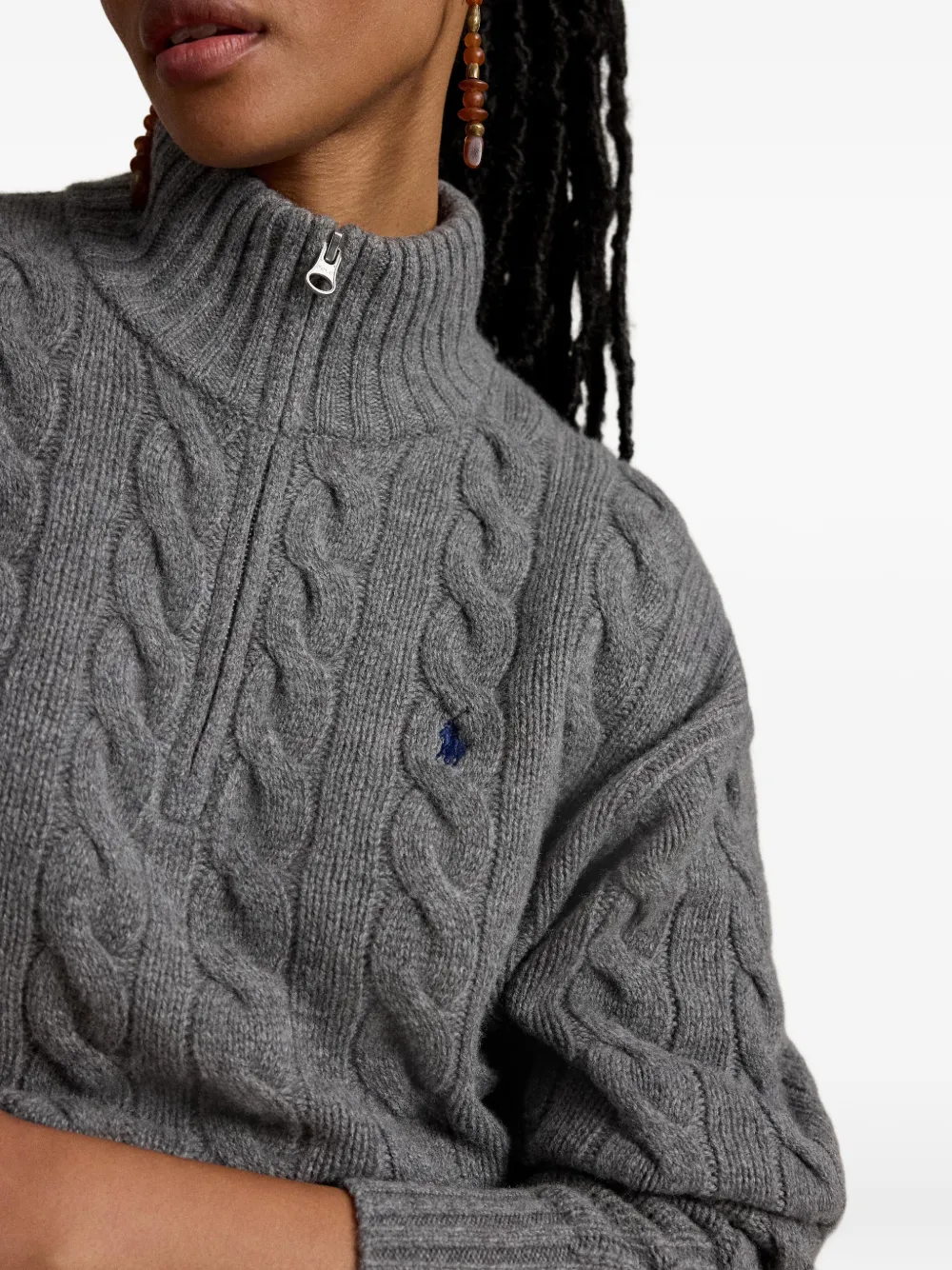 Polo Ralph Lauren Kabelgebreide trui met geborduurd logo Grijs