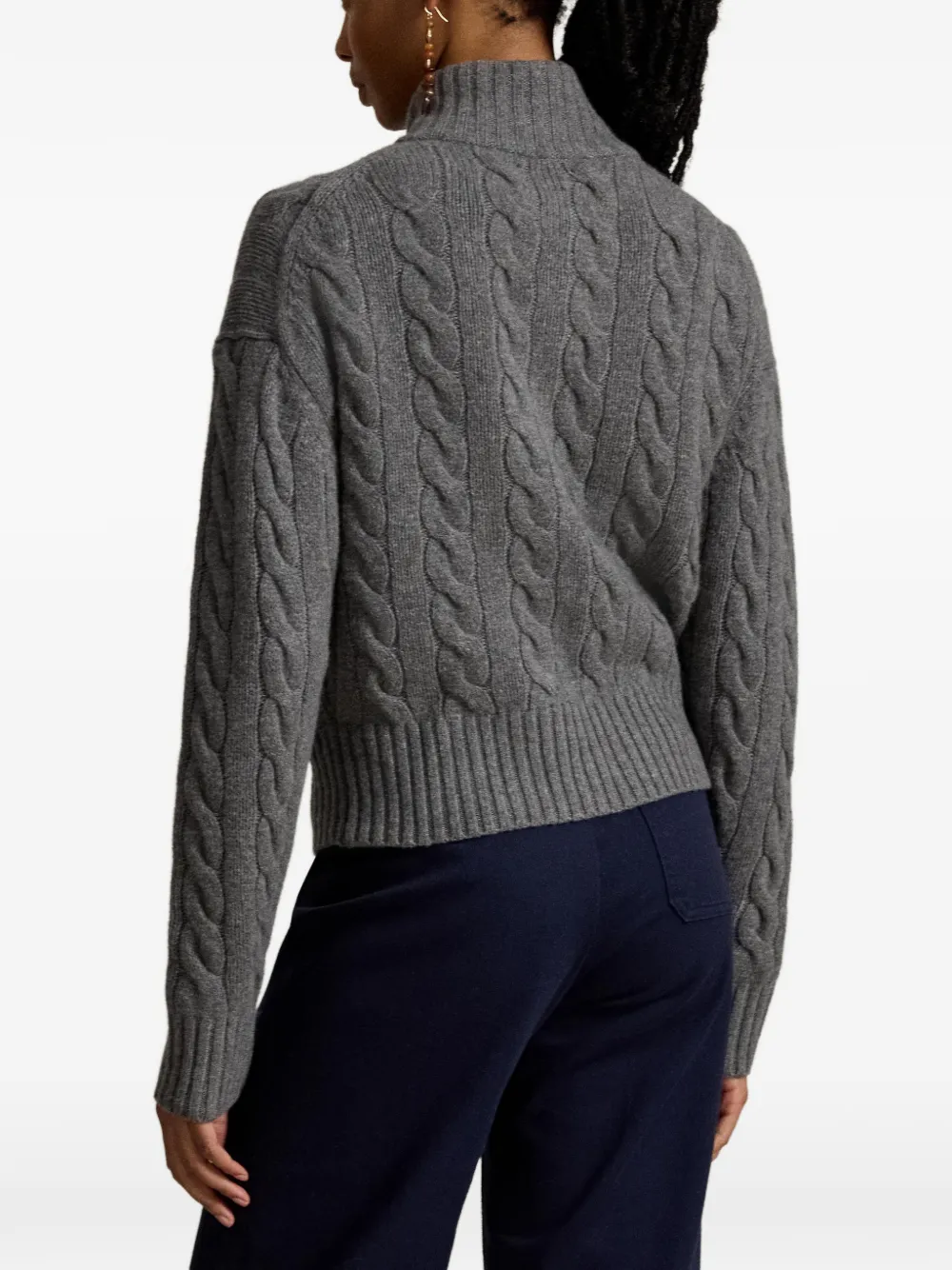 Polo Ralph Lauren Kabelgebreide trui met geborduurd logo Grijs