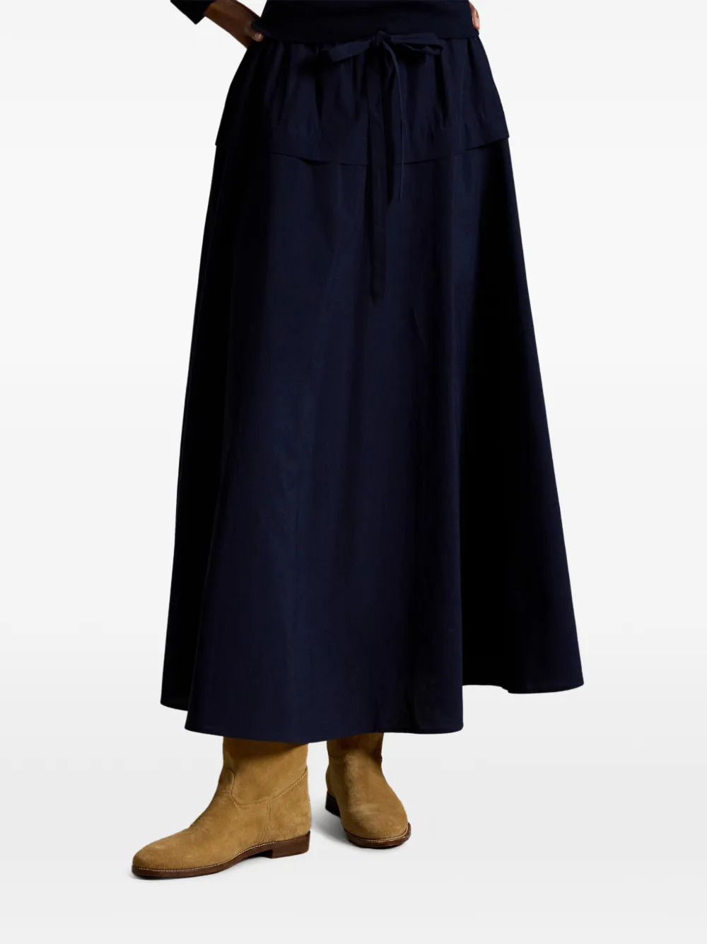 Polo Ralph Lauren Mitchell katoenen midi-rok met trekkoord Blauw
