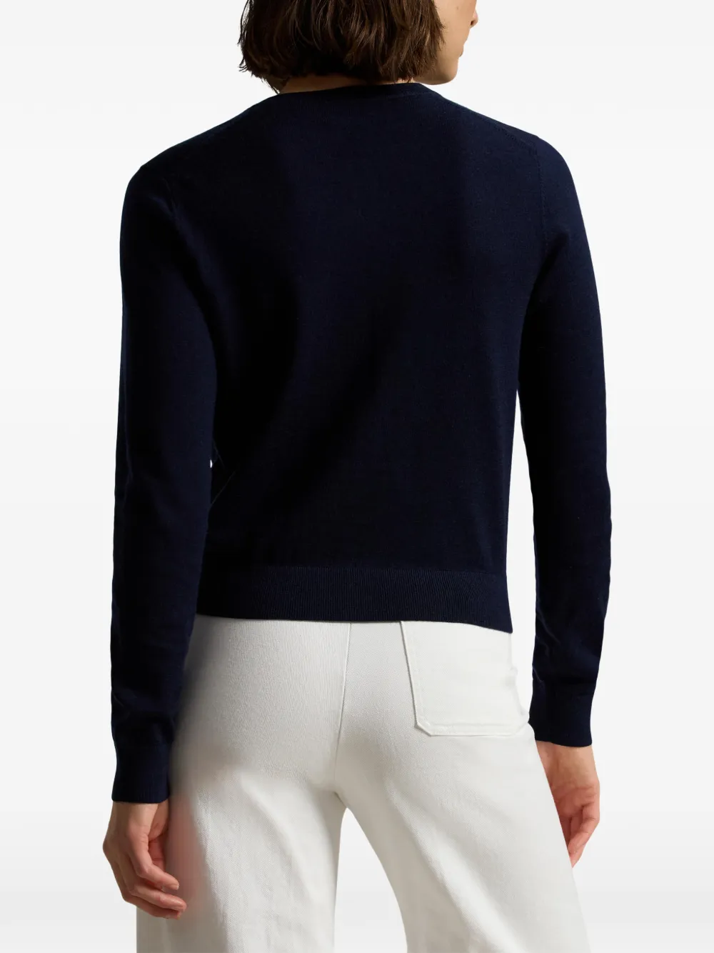Polo Ralph Lauren Wollen vest met geborduurd logo en ronde hals Blauw