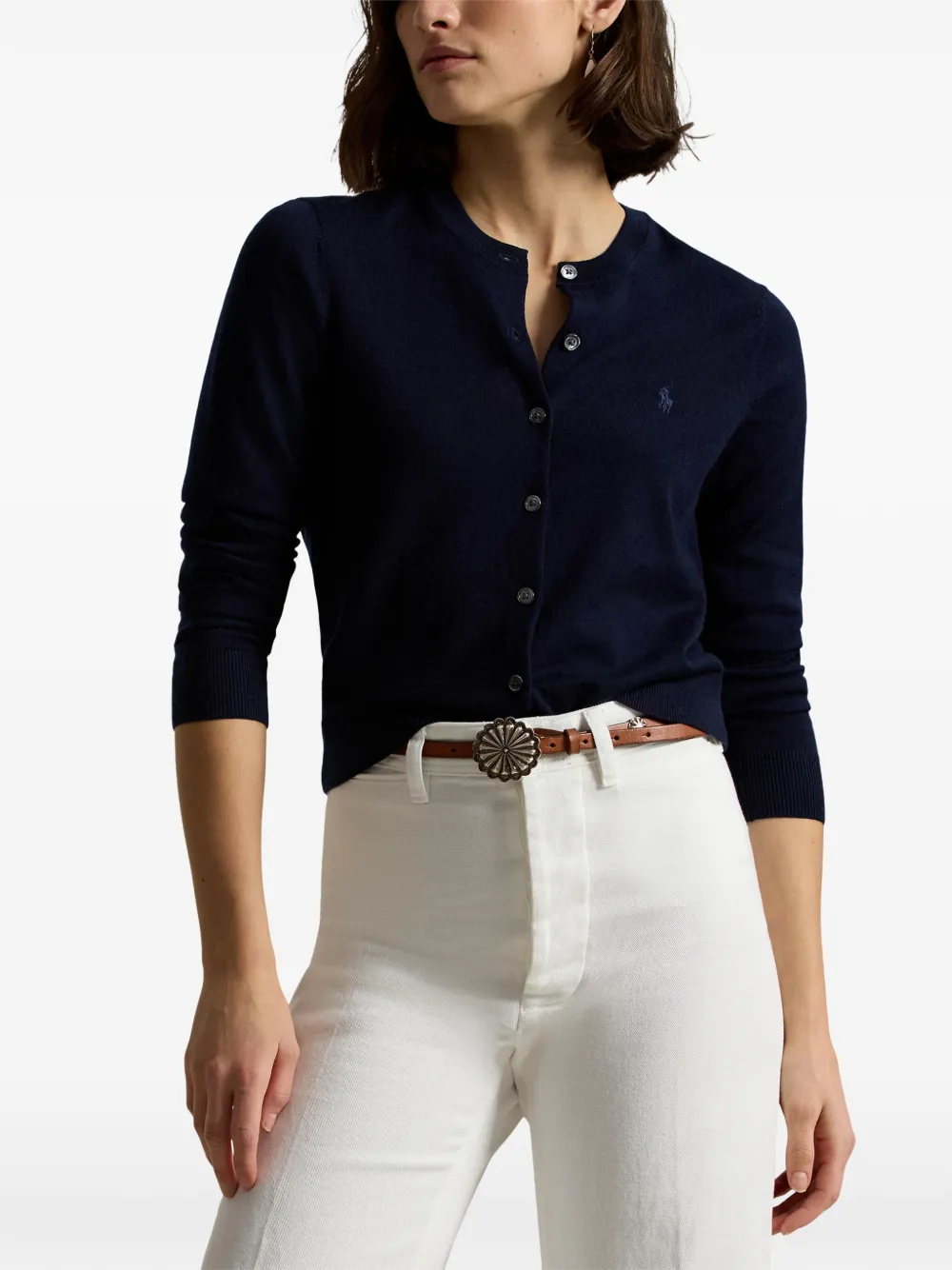 Polo Ralph Lauren Wollen vest met geborduurd logo en ronde hals Blauw