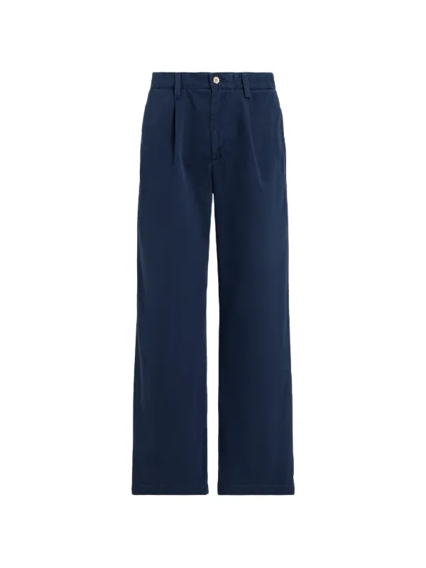 Polo Ralph Lauren Pleated Cotton-blend Relaxed Trousers in Blue