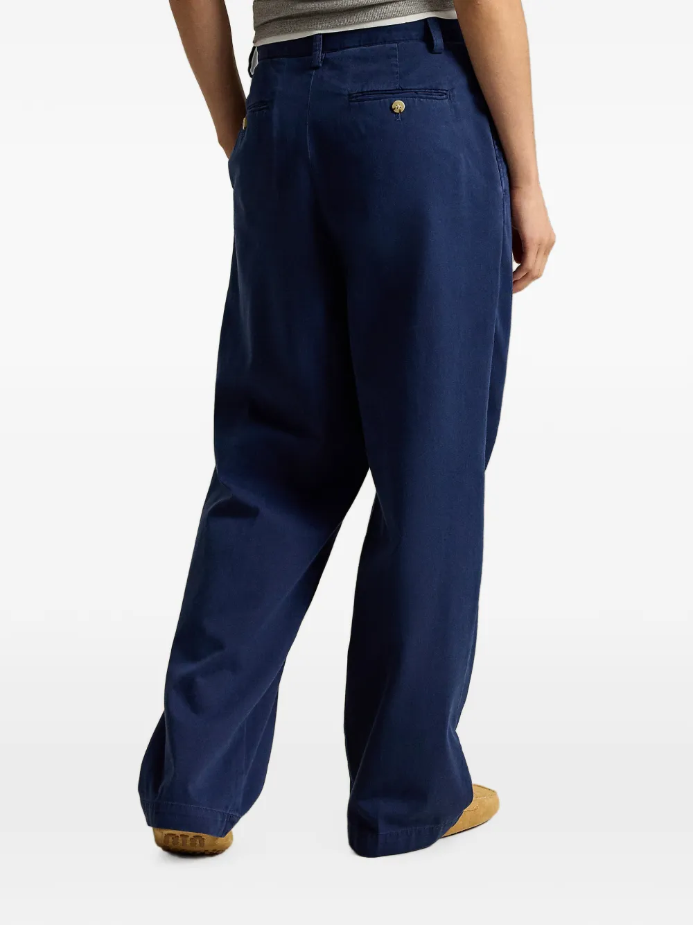 Polo Ralph Lauren Pleated Cotton-blend Relaxed Trousers in Blue, view 4
