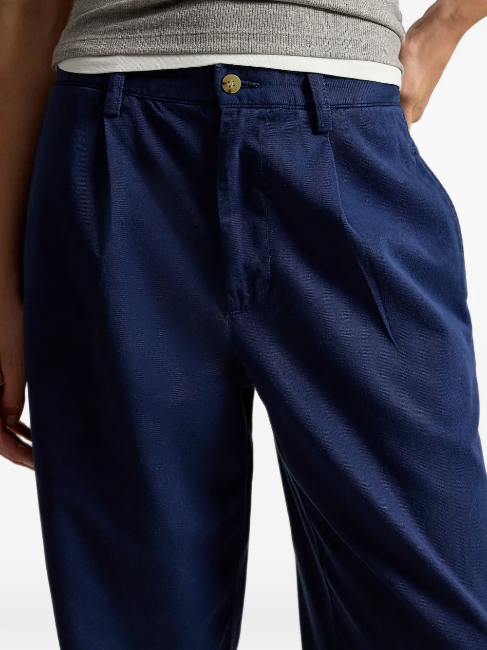 Polo Ralph Lauren Pleated Cotton-blend Relaxed Trousers in Blue, view 5