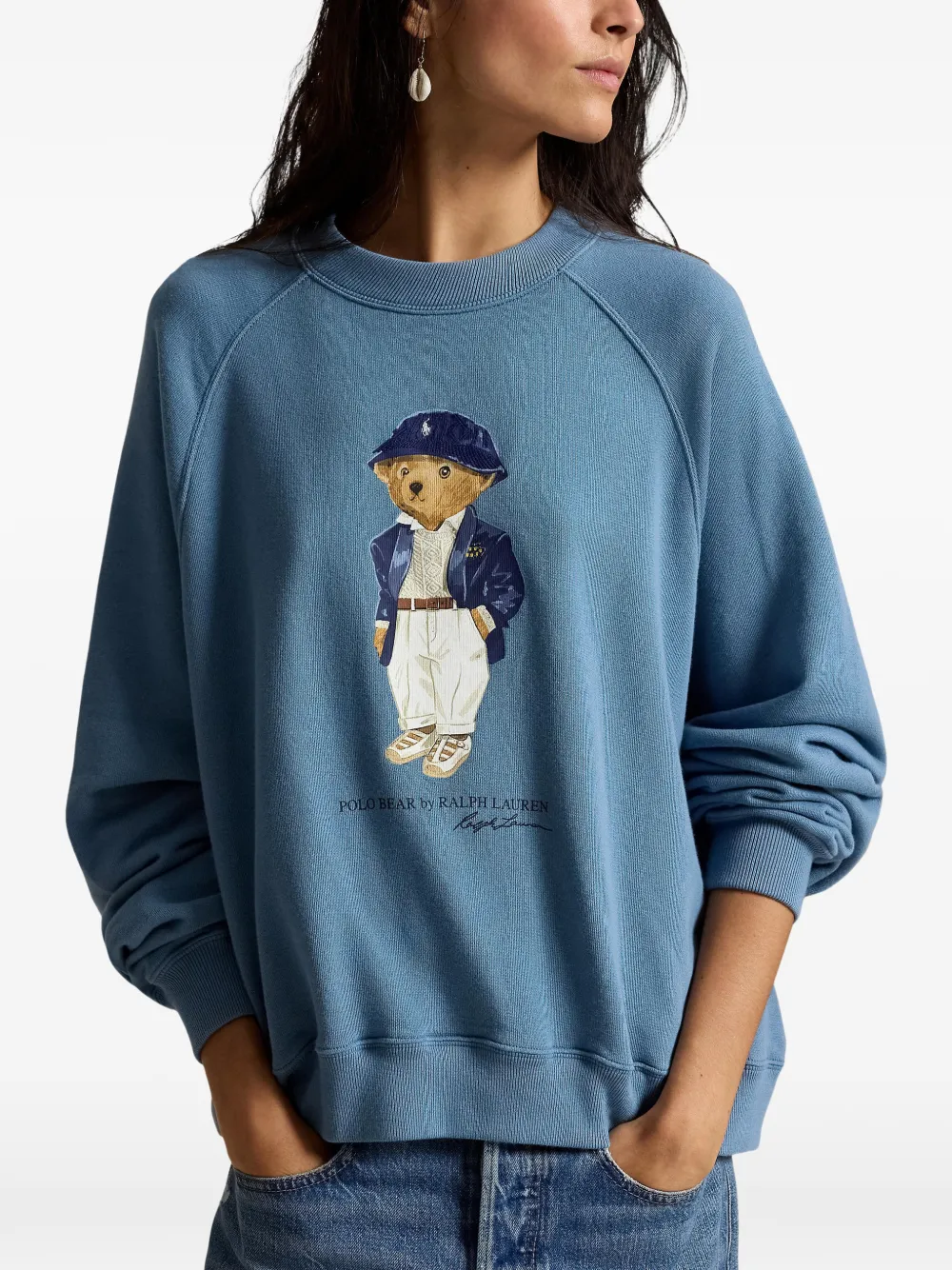 Polo Ralph Lauren Polo Bear lichtgewicht fleece trui met ronde hals Blauw