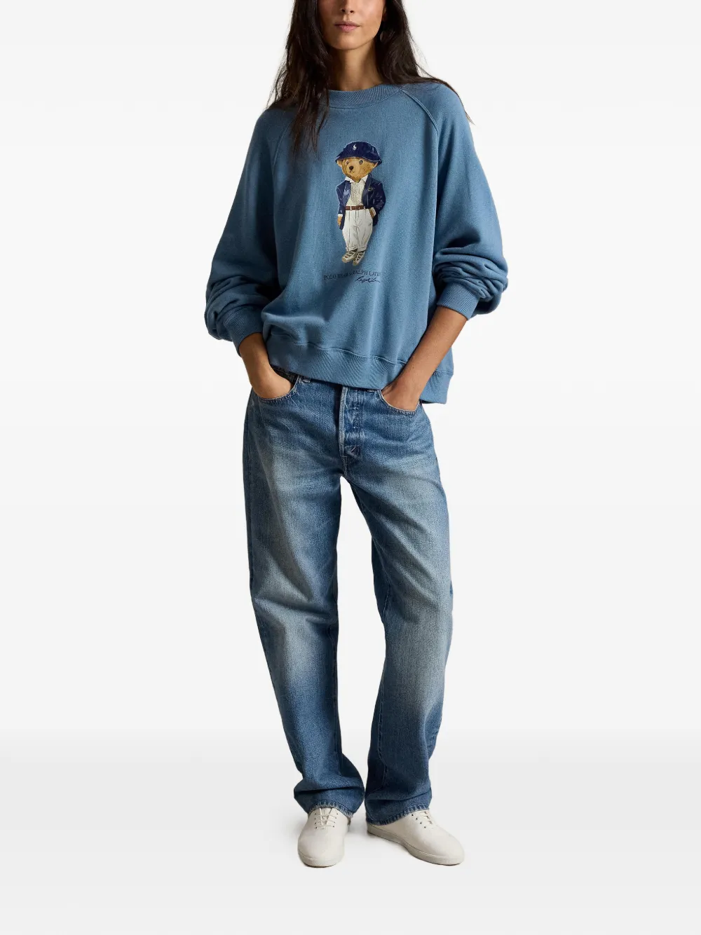 Polo Ralph Lauren Polo Bear lichtgewicht fleece trui met ronde hals Blauw