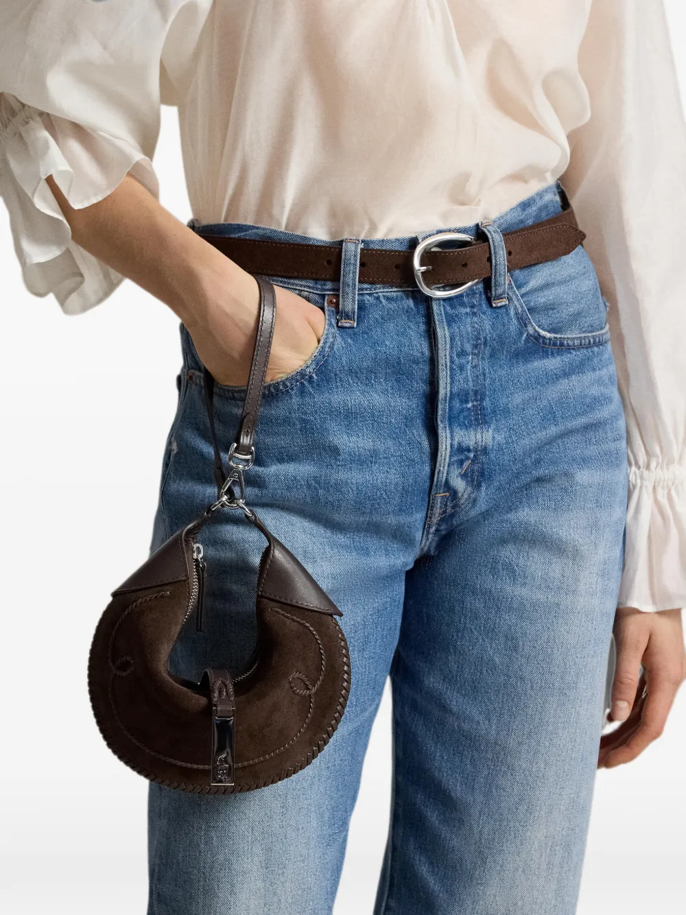 Polo Ralph Lauren Polo ID mini-schoudertas met stiksels Bruin