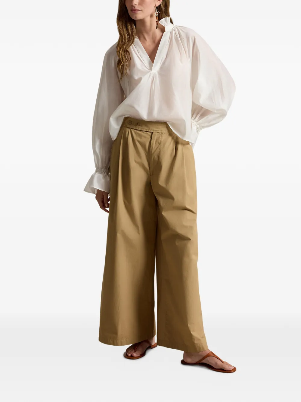Polo Ralph Lauren Plooibroek met wijde pijpen Beige