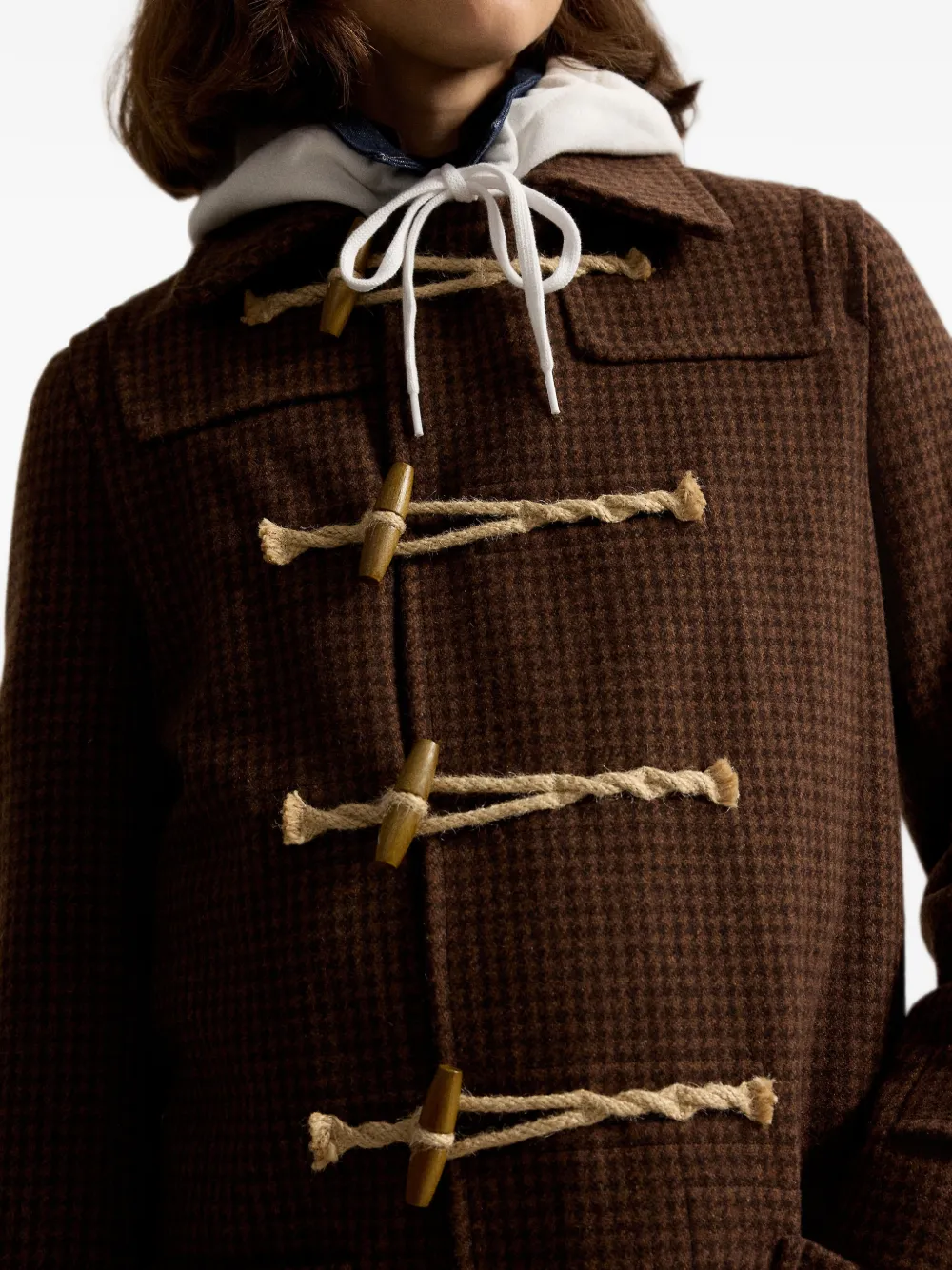Polo Ralph Lauren Wollen jas met pied-de-poule print Bruin
