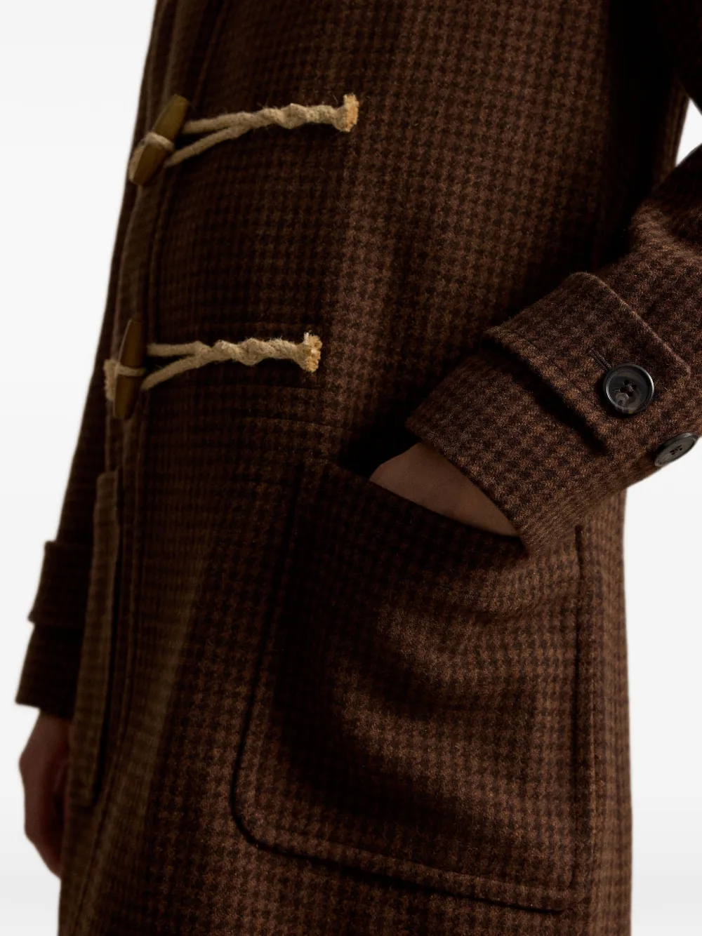 Polo Ralph Lauren Wollen jas met pied-de-poule print Bruin