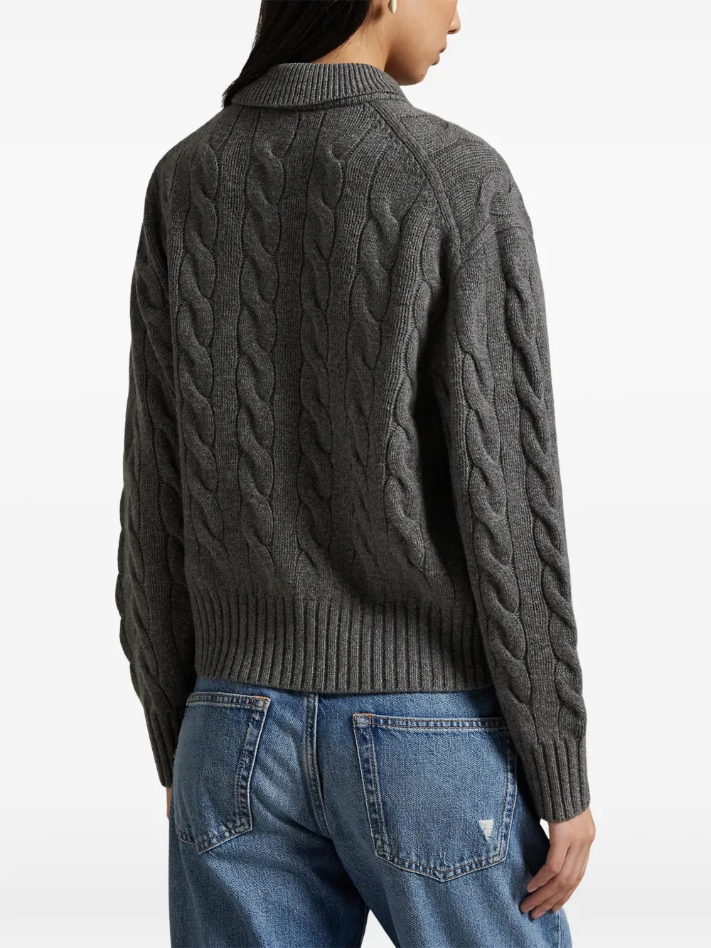 Polo Ralph Lauren Wollen kabelgebreide trui met polokraag Grijs
