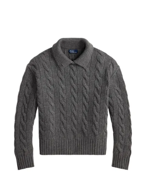Polo Ralph Lauren 绞花针织polo领羊毛毛衣