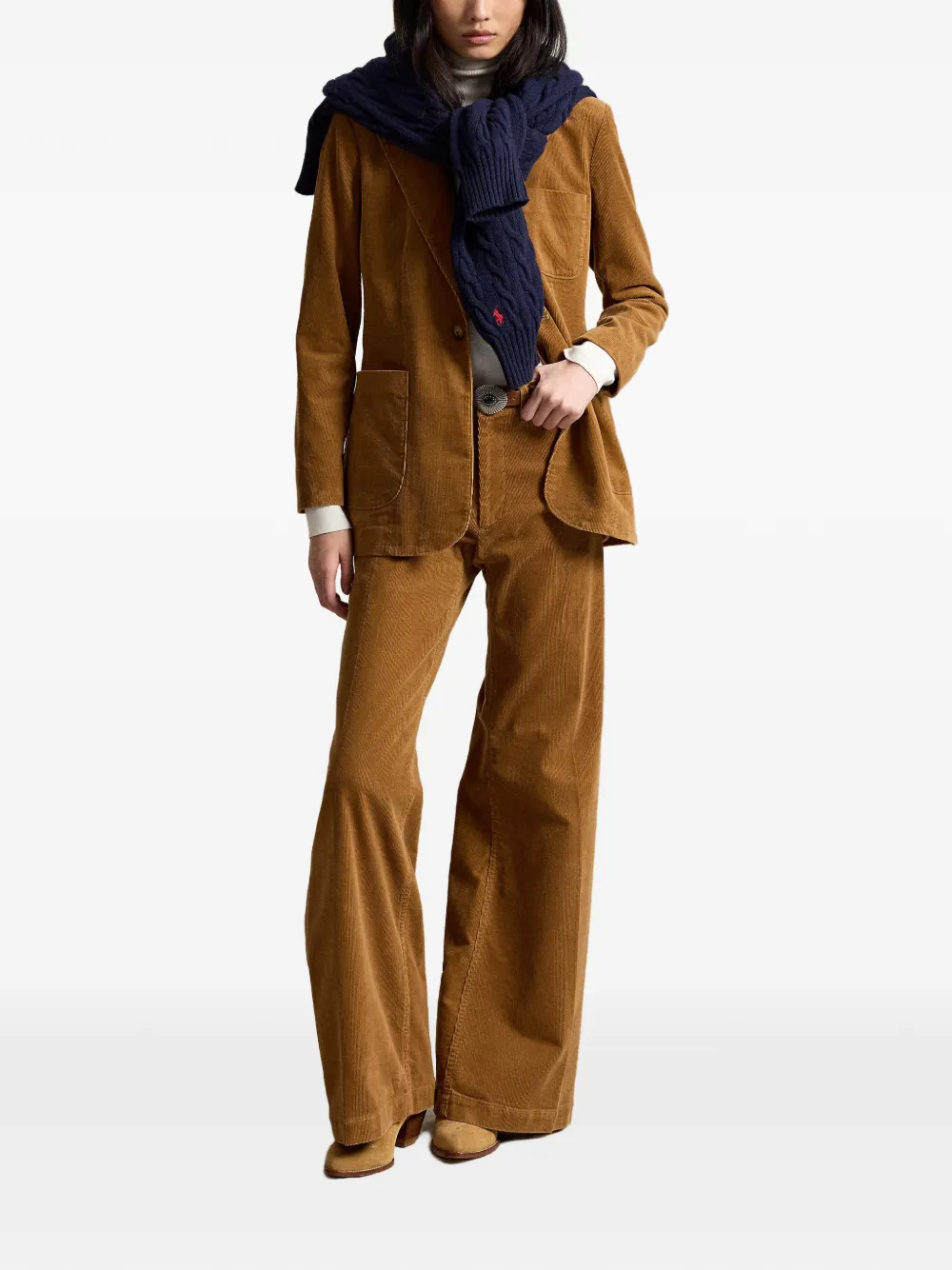 Polo Ralph Lauren Blazer met knopen en ribfluwelen effect Bruin
