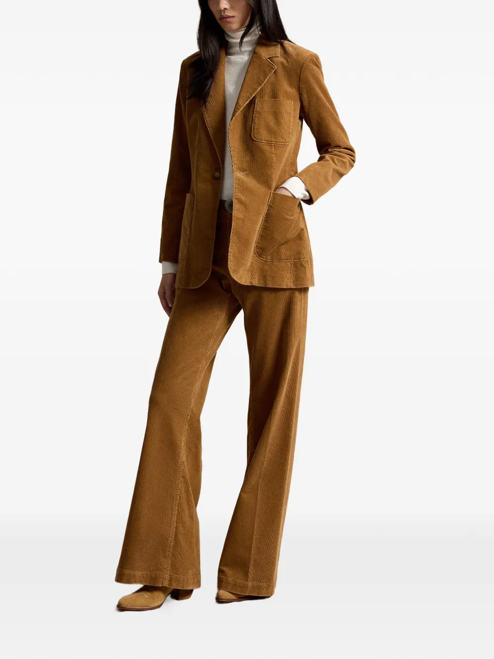 Polo Ralph Lauren Blazer met knopen en ribfluwelen effect Bruin