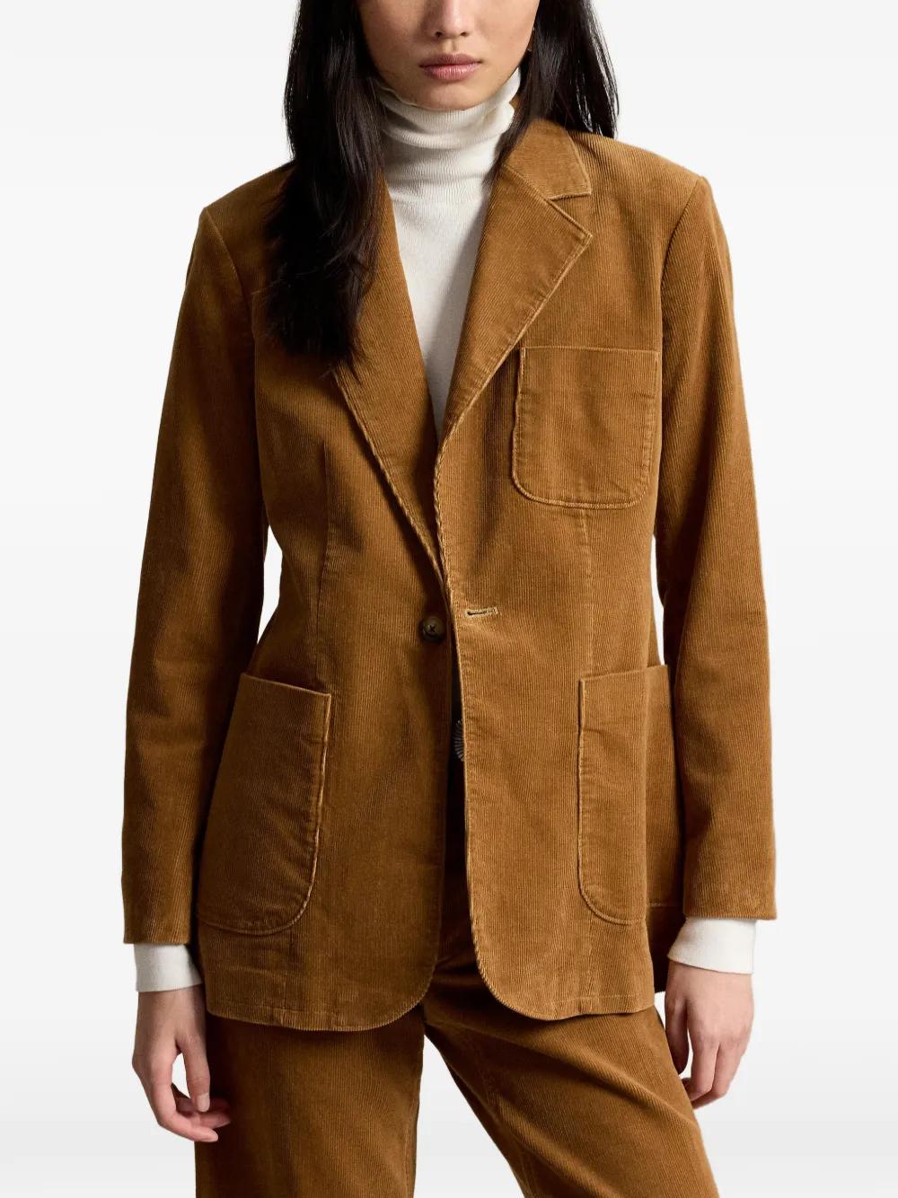 Polo Ralph Lauren Blazer met knopen en ribfluwelen effect Bruin