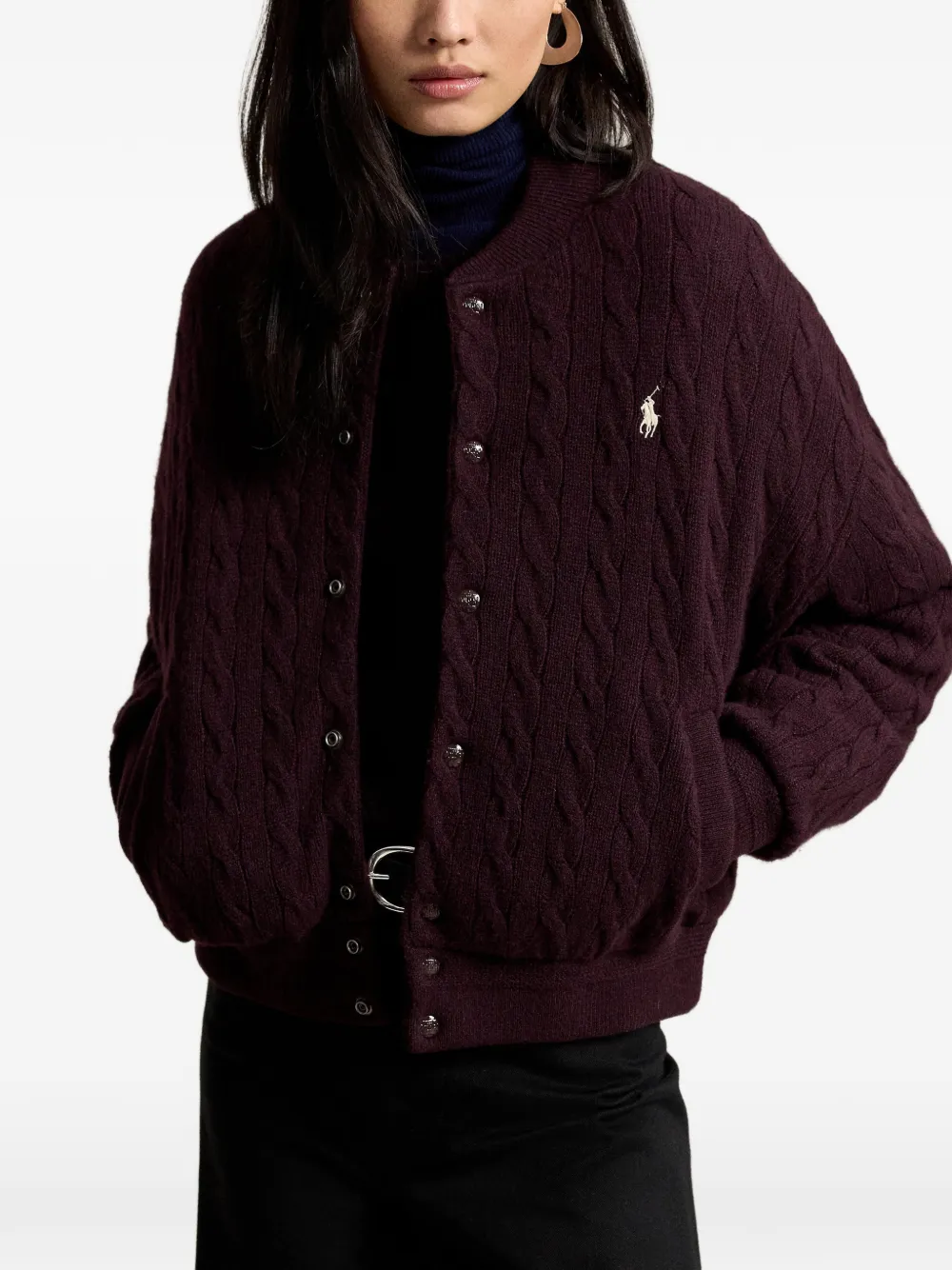 Polo Ralph Lauren Kabelgebreid jack van wol-kasjmier Rood