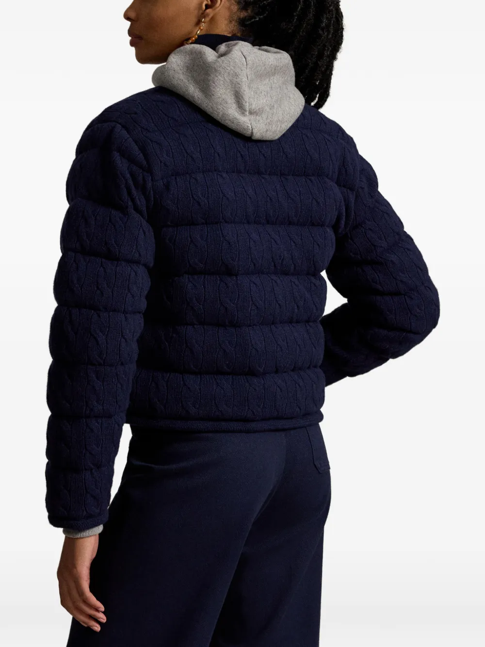 Polo Ralph Lauren Cable-knit Quilted Jacket in Blue, view 4