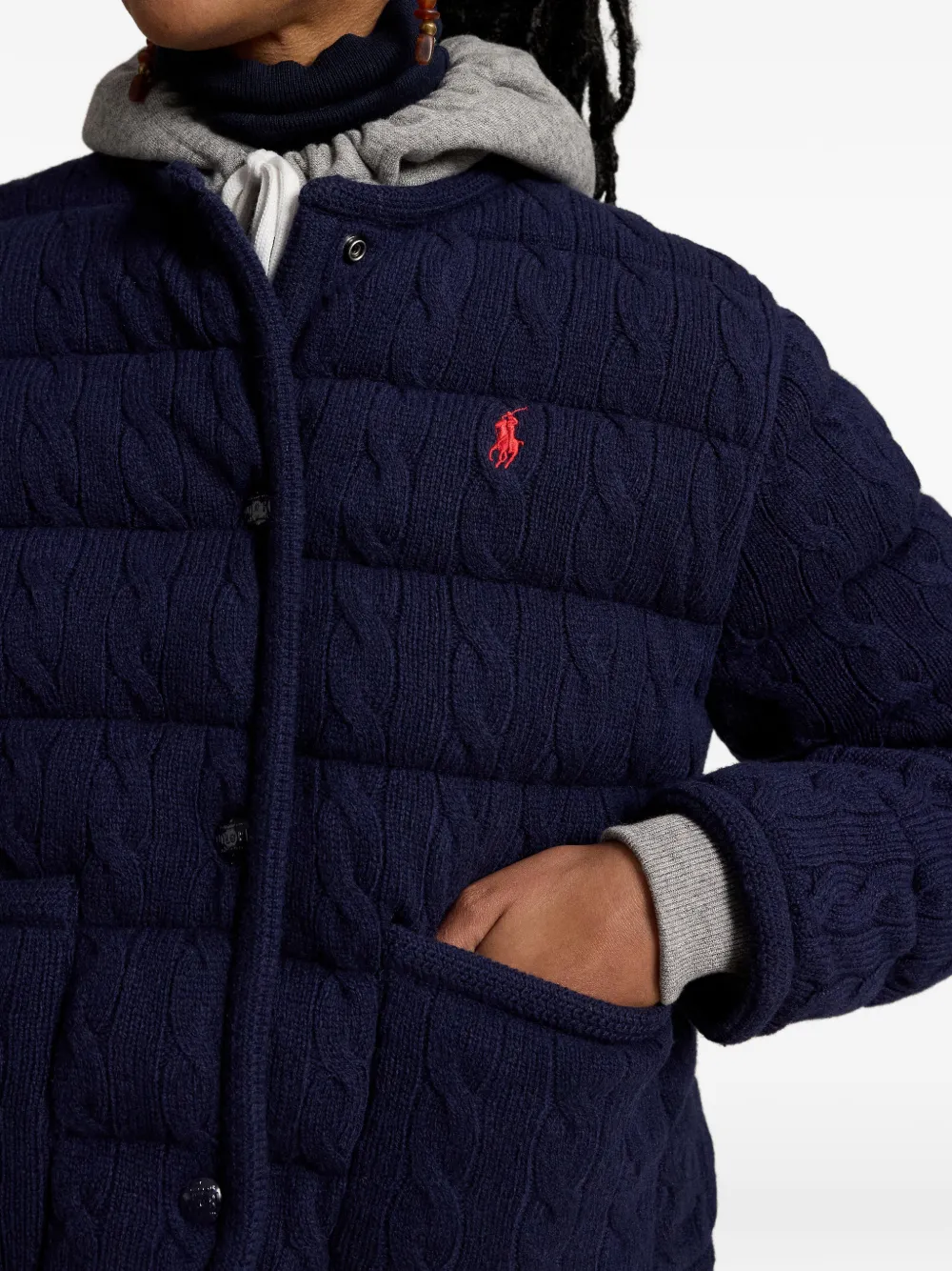 Polo Ralph Lauren Cable-knit Quilted Jacket in Blue, view 5