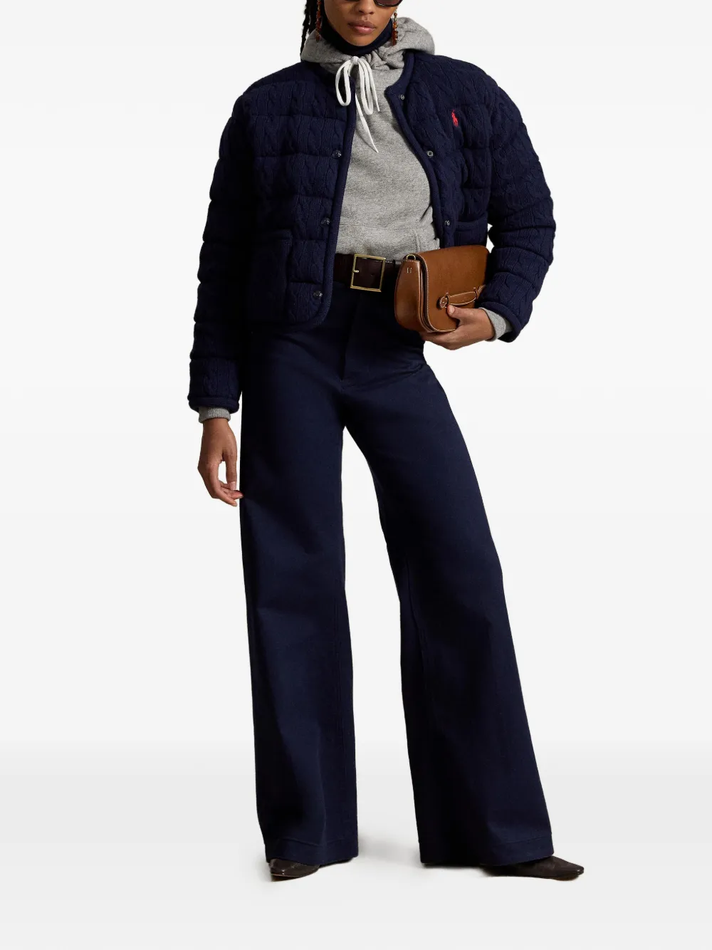 Polo Ralph Lauren Cable-knit Quilted Jacket in Blue, view 2