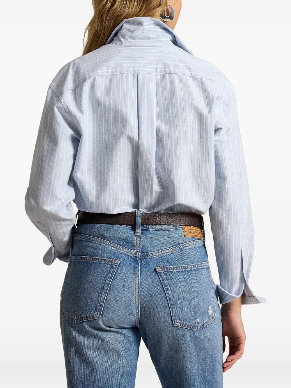 Polo Ralph Lauren Overhemd met geborduurd logo en verticale streep Blauw