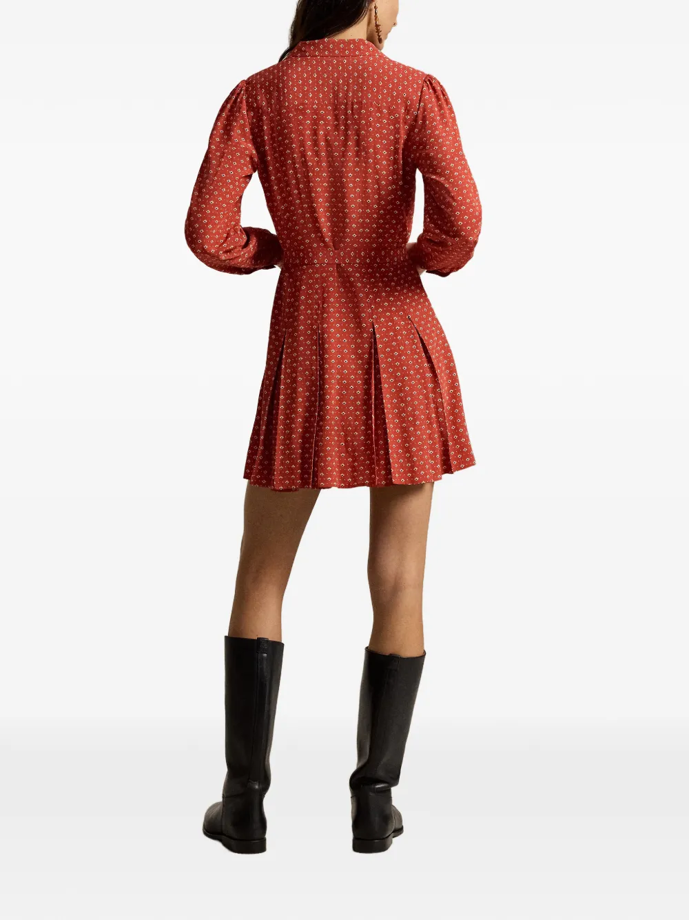 Polo Ralph Lauren Kenna geplooide jurk met ceintuur Rood