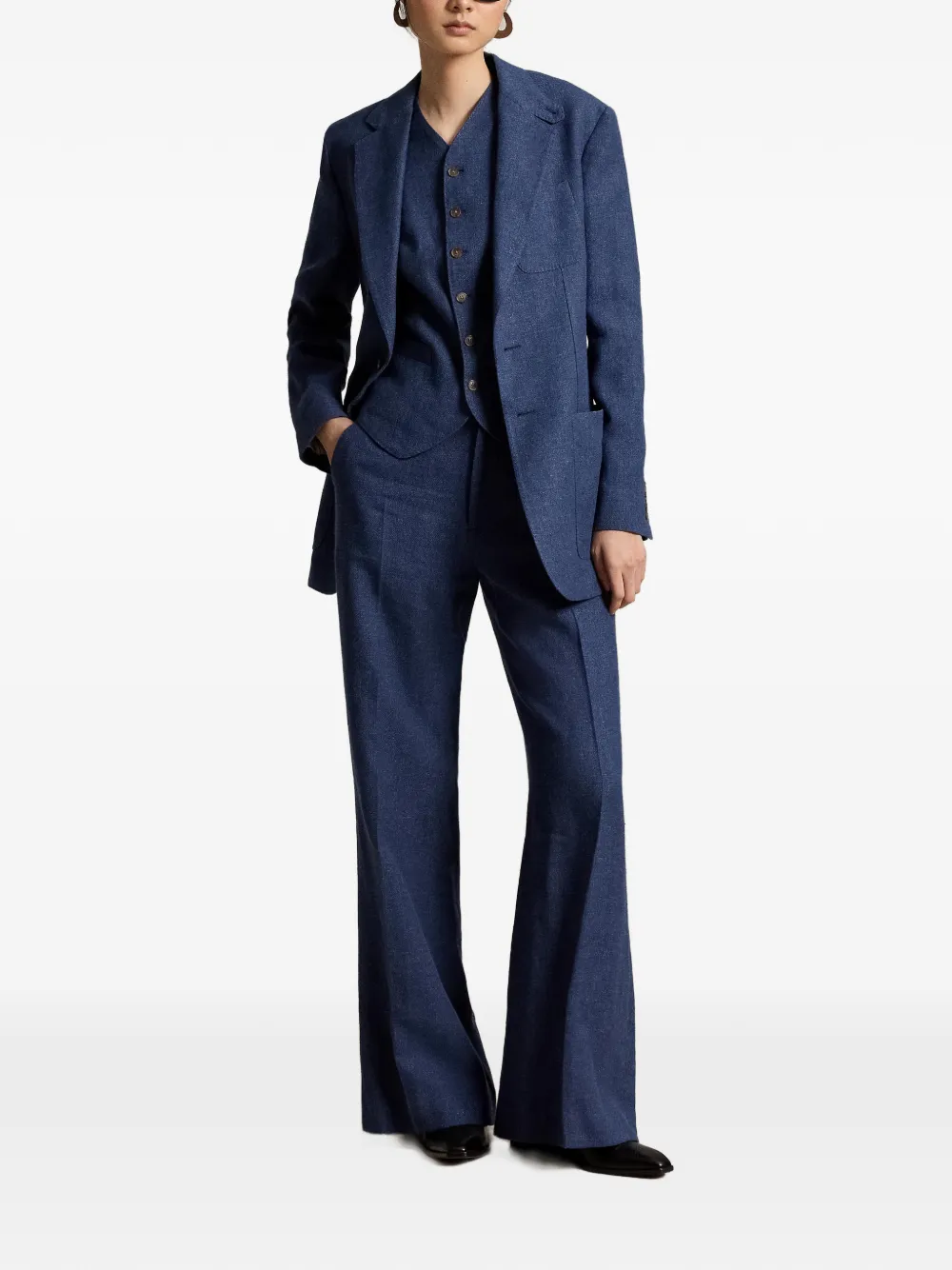 Polo Ralph Lauren Linnen blazer met enkele rij knopen Blauw