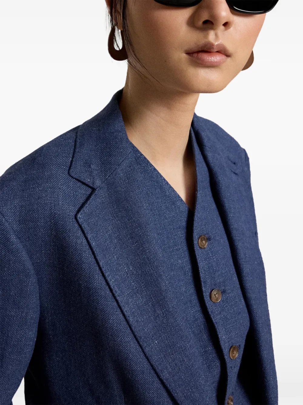 Polo Ralph Lauren Linnen blazer met enkele rij knopen Blauw