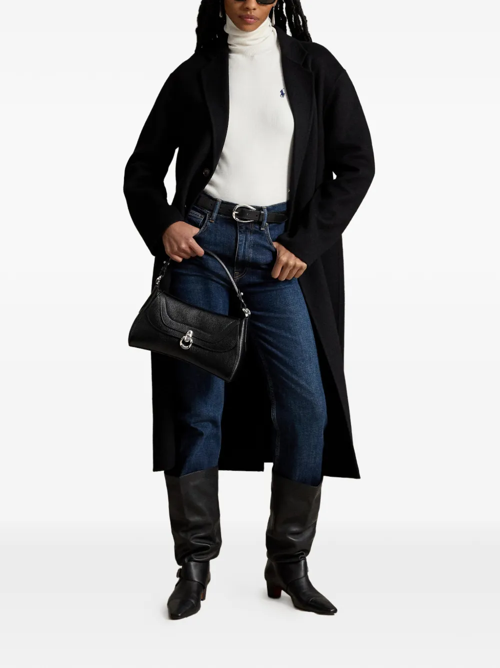Polo Ralph Lauren Wollen mantel met enkele rij knopen Zwart