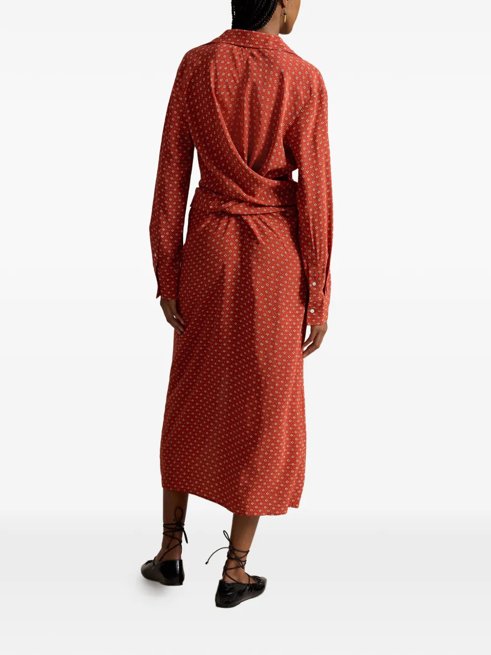Polo Ralph Lauren Blousejurk met geometrische print en ceintuur Rood